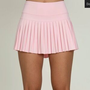 Light Pink Gold Hinge Pleated Pink Mini Skirt